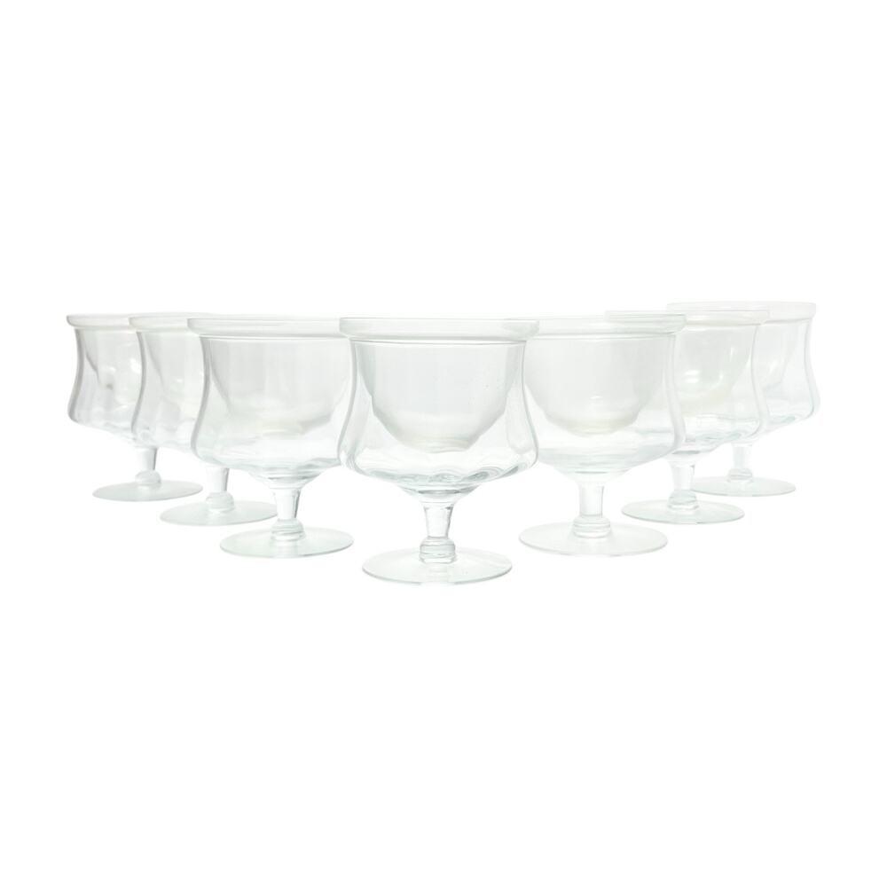 Cambridge Glass “Corinth” 7 Optic Ice Dish Seafood Cocktail Glasses & Liners 5”